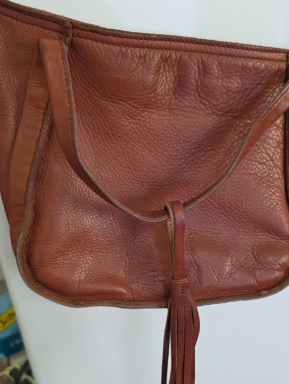 Classic Brown Leather Shoulder Bag with Tassel